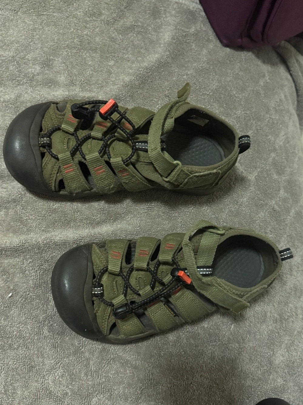 Kids Olive Green Outdoor Closed-Toe Sandals